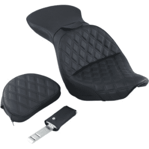 SADDLEMEN Explorer Seat - With Backrest - Lattice Stitched - Black - FXST 806-12-030LS